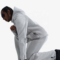 Ensemble de survêtement technique en molleton pour homme avec logo personnalisé, pantalon de survêtement et sweat à capuche vierges pour homme, fabrication streetwear