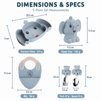 Ensemble de sevrage pour bébé éléphant Bol en silicone de qualité alimentaire sans BPA pour bébé Plaque d'aspiration pour sevrage led Cuillère Toddler Kids Feeding Dinnerware