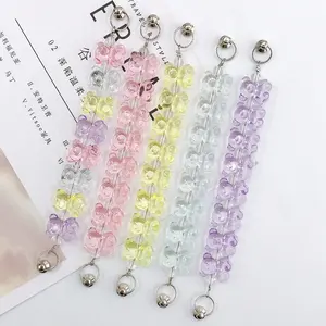 China Factory Crystal Beaded Cartoon Colorful Bear Strap Chain Mobile Phone Chain For Girl's