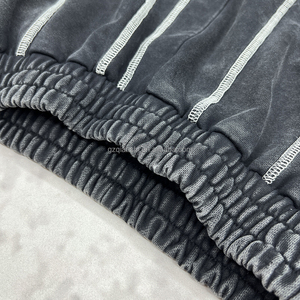 Conjunto de Sudadera con Capucha y Pantalones de Chándal de Algodón Holgado con Cremallera y Bordado de Felpa Francesa, Estilo Streetwear con Lavado Ácido, para Hombre - Product Image 2
