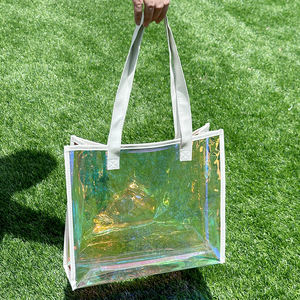 Bolso holográfico de PVC de tamaño L personalizado con logotipo impreso Bolso de señora y bolso de mano para bodas y regalos - Product Image 1