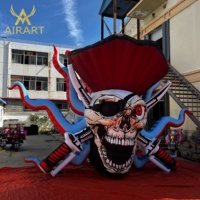 Modèle gonflable de monstre marin pirate pour installation extérieure en centre commercial pour Halloween, crâne de pieuvre gonflable sur le thème nautique pour foire