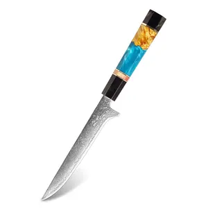 Cuchillo de deshuesado de Damasco, cuchillos de filete ultraafilados para cortar carne, pescado, cuchillo de recorte, herramientas de cocina de acero de Damasco japonés