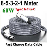 Câble de données universel tressé en nylon PD 60W Type-C vers Type-C en cuivre pur pour charge rapide, longueurs 1M, 2M, 3M, 5M, 8M, pour appareil photo et OnePlus