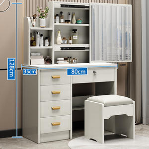 Esquina Rosa chica francesa tocador moderno tocador Panel madera exportación <span class=keywords><strong>maquillaje</strong></span> tocador <span class=keywords><strong>con</strong></span> <span class=keywords><strong>espejo</strong></span> y cajones para dormitorio - Product Image 3