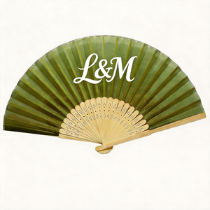 Abanico de Mano Plegable de Bambú Personalizado con Impresión en Seda, Abanico Personalizado para Bodas, Venta al Por Mayor de Fábrica - Product Image 1