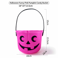 Seau à bonbons citrouille souriante portable violet, noir, orange, vert, rose pour Halloween – Vente en gros de décorations et accessoires