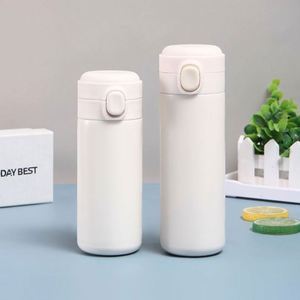 Vaso Térmico Minimalista de Acero Inoxidable con Tapa para Viaje, Aislamiento Térmico de 24H, Blanco, Recto - Product Image 1