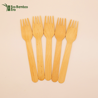 Fourchettes en bois jetables biodégradables de 16 cm, écologiques et compostables pour les fêtes, les hôtels, la maison, les restaurants, avec logo personnalisé sur l'emballage