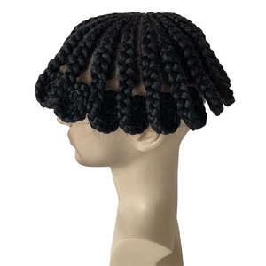 Recién llegado <span class=keywords><strong>trenzas</strong></span> de maíz pastel <span class=keywords><strong>afro</strong></span> Peluca de <span class=keywords><strong>hombre</strong></span> pieza de repuesto Sistema de cabello indio encaje frontal mono Topper trenza de maíz tupé - Product Image 4