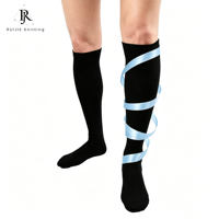 Chaussettes de compression sportives pour hommes 30-40 mmHg Beige/Noir Anti-odeur Anti-transpiration 70% Nylon 30% Spandex Tricotées à la machine