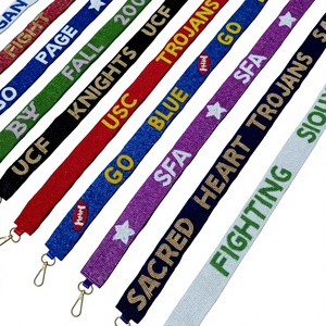 CRYSTAL CRAFT Sangles en sangle perlée colorées avec texte en relief UCF Knights USC Trojans Go Blue SFA Sacred Heart Fighting Style Tendance - Product Image 1