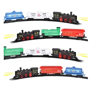 NEW hot sell plastic funny classic train toy track LED light railway high speed realist track and train for boys