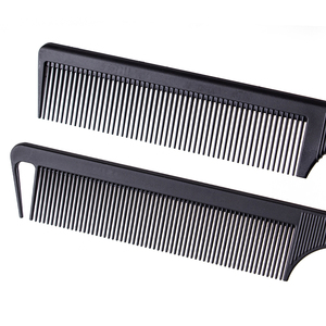 Peine de fibra de carbono resistente al calor con logotipo personalizado, peine de corte de pelo trenzado para peluquería, peine de cola de rata con pasador de Metal - Product Image 3