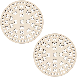 Tailai Round <strong>Wooden</strong> Macrame Basket Base Laser Cut Intricate Pattern Weaving Bottom for DIY Macrame Plant Hanger Storage Baskets - Product Image 6