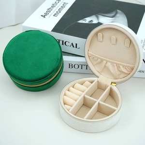 Logo Printed Luxury Organizer <b>Ring</b> Earrings Velvet Gift Jewelry Packaging <b>Custom</b> Jewellery Box - Product Image 1