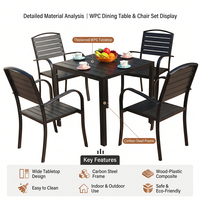 Ensemble de jardin commercial Meiqi, table et chaises carrées résistantes aux intempéries pour patio, jardin, balcon et café, détente et loisirs
