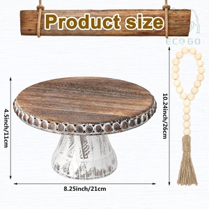 Support de présentation de gâteaux de mariage en bois perlé de luxe pour cuisine et fêtes, également utilisable comme plateau de rangement et présentoir - Product Image 3
