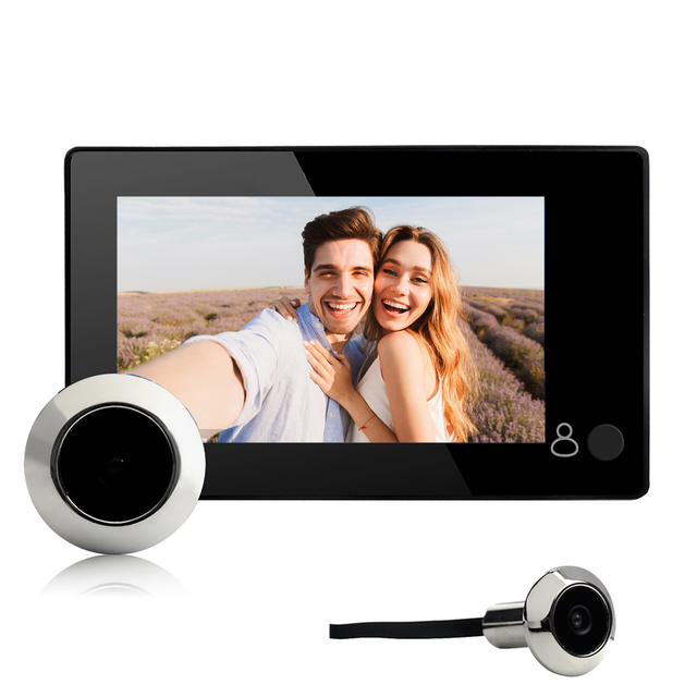 160 Degree 1800mAh Black 4.3" Digital Door Viewer Video Doorbell Ring Peephole Camera for Home Security
