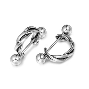 Cross Border <b>Titanium</b> Steel <b>Stud</b> Earrings Geometric Twist Design For Men Women CF112 - Product Image 1