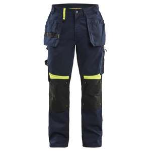 BLAKLADER - 155518608633C146 Pantalón Craftsman Azul marino oscuro/Amarillo Hi-vis-EAN 7330509900536 ROPA DE TRABAJO DE 2017 - Product Image 1