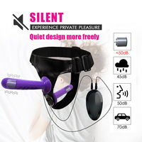 Lootee Harnais double godemichet en silicone, godemichet réaliste épais, vibrateur anal point G, portable, pour couples et femmes MJ-PD021