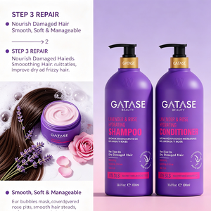 Shampooing et Après-Shampooing Hydratants Lavande & Rose 1000ml – Sans Sulfate, Apaisant pour Cheveux Secs, Abîmés et Colorés – Vente en Gros OEM - Product Image 4