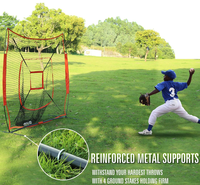Filet de lancer de baseball 7x7FT avec zone de frappe, cadre en acier, filet en polyester, pour entraînement au lancer et au frappe, sac de transport inclus