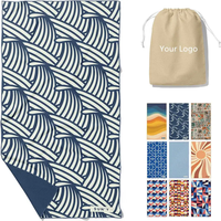 Serviette de plage personnalisée en microfibre suédée recyclée, grande taille, imprimée, sans sable, en RPET, la plus vendue en gros