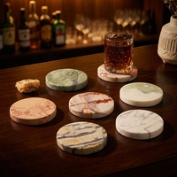 Sous-verre en marbre naturel de 10 cm de diamètre, résistant à la chaleur, antidérapant, pour verres à café et à whisky
