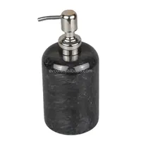 Distributeur de savon liquide en marbre noir naturel de Collection Spa, distributeur de savon pour les mains avec pompe à Air en acier inoxydable