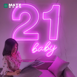 Mat Drop Shipping PAS QUANTITÉ MINIMALE DE COMMANDE Partie Inscrivez Personnalisé Neon Light Signe Acrylique Led Lettres d'anniversaire nombre Bonjour 30 Oh Bébé 21 Néon Signe - Product Image 2