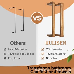 Wooden Towel Rack Wall Mounted 3 <b>Bars</b> Storage Organizer Bathroom <b>Shelf</b> - Product Image 4