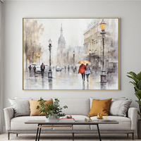 En gros Personnalisé Haute Qualité Ville Architecture Routes et Personnes Coloré Paysage Abstrait Art Travail Photos Décor À La Maison
