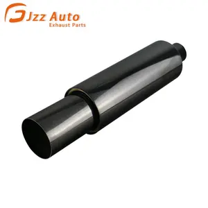 JZZ उच्च गुणवत्ता वाला काला स्टेनलेस स्टील कार रेसिंग एग्जॉस्ट परफॉर्मेंस मफलर 102 मिमी आउटलेट