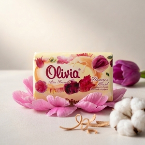 Magnolia Scented Moisturizing Bar <b>Soap</b> with Glycerin Lanolin Vitamins A and E for Hand and Body Care 140 g Olivia - Product Image 2