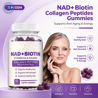 Complément alimentaire pour la peau en gommes OEM 6 en 1 NAD+ Resvératrol Berbérine Biotine, gommes NAD Resvératrol Collagène Zinc Vitamine K2 D3 pour la peau
