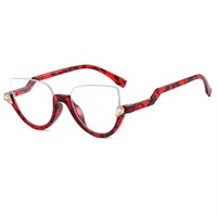Lunettes de vue anti-lumière bleue demi-cerclées de luxe personnalisées 2026, monture diamant