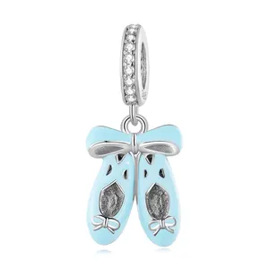 Men Ballet Toe Giày Mặt dây chuyền quyến rũ thiết kế thời trang 925 sterling Silver dangle Charm Trang sức cho phụ nữ