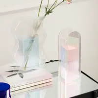 Vasos de flores de cristal de plástico alto, decoração de vidro de resina moderna, acrílico para casa