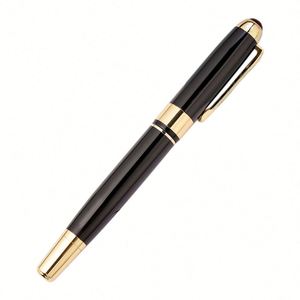 Quality Custom Logo Premium Executive Gift High End Business <b>Metal</b> <b>Roller</b> Black Silver Color Liquid Ink Ballpoint Pen - Product Image 1