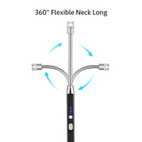 360 degrés de long bougie multi-usages impulsion USB barbecue arc briquet électronique avec logo en métal crochet classique fête personnalisée