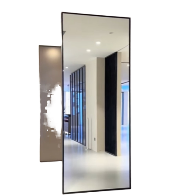 White Glass Invisible Track Hardware Magic Mirror System Soft Sliding Pocket Frame Waterproof Contemporary Living Room Bathroom