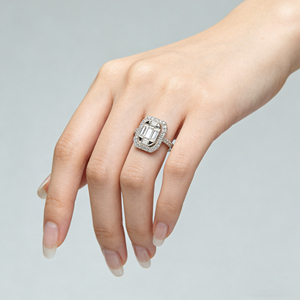 Bague de fiançailles et de mode personnalisée en or massif 10K/14K/18K, argentée, avec pierre de laboratoire CVD de qualité IGI VVS-VS, taille brillant classique, style cluster - Product Image 5