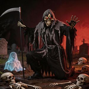 Disfraz de Halloween para Hombre, Disfraz de Grim Reaper, Túnica de Fantasma de la Muerte, Disfraz de Cosplay con Máscara - Product Image 4