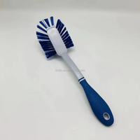 Brosse de nettoyage à double poils et long manche pour joints de carrelage, brosse de récurage en plastique pour sols de salle de bain, interstices, carreaux muraux et lavage des taches tenaces des lavabos