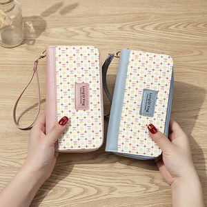 Longqiying Women's Clutch Double Zipper Pink Letter Pattern 7 Inch Portable Phone <b>Bag</b> With Wrist Strap - Product Image 4