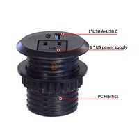 Enchufe de Mesa Integrado en Sofá, IP44, 1 Tomacorriente Estándar Estadounidense Tipo A+C, Enchufe de Carga USB, Cable de Alimentación de 150 cm