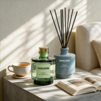 Ensemble de 3 flacons diffuseurs de luxe vides et de pots à bougies, parfum d'intérieur, huile parfumée, flacon en verre avec emballage boîte, flacon de parfum