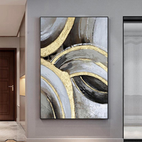 Tableau mural moderne en feuille d'or pour dropshipping, toile peinte à la main, peinture abstraite artisanale encadrée